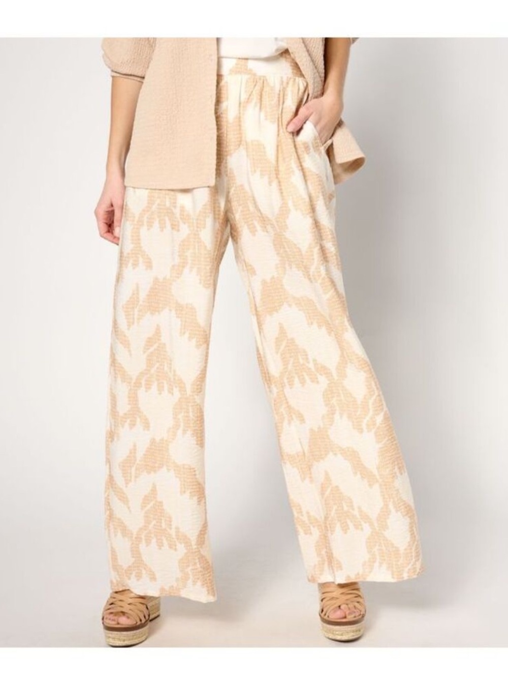 Peace Love World Women's Pants Sz L Boheme Regular Printed Brown A643730